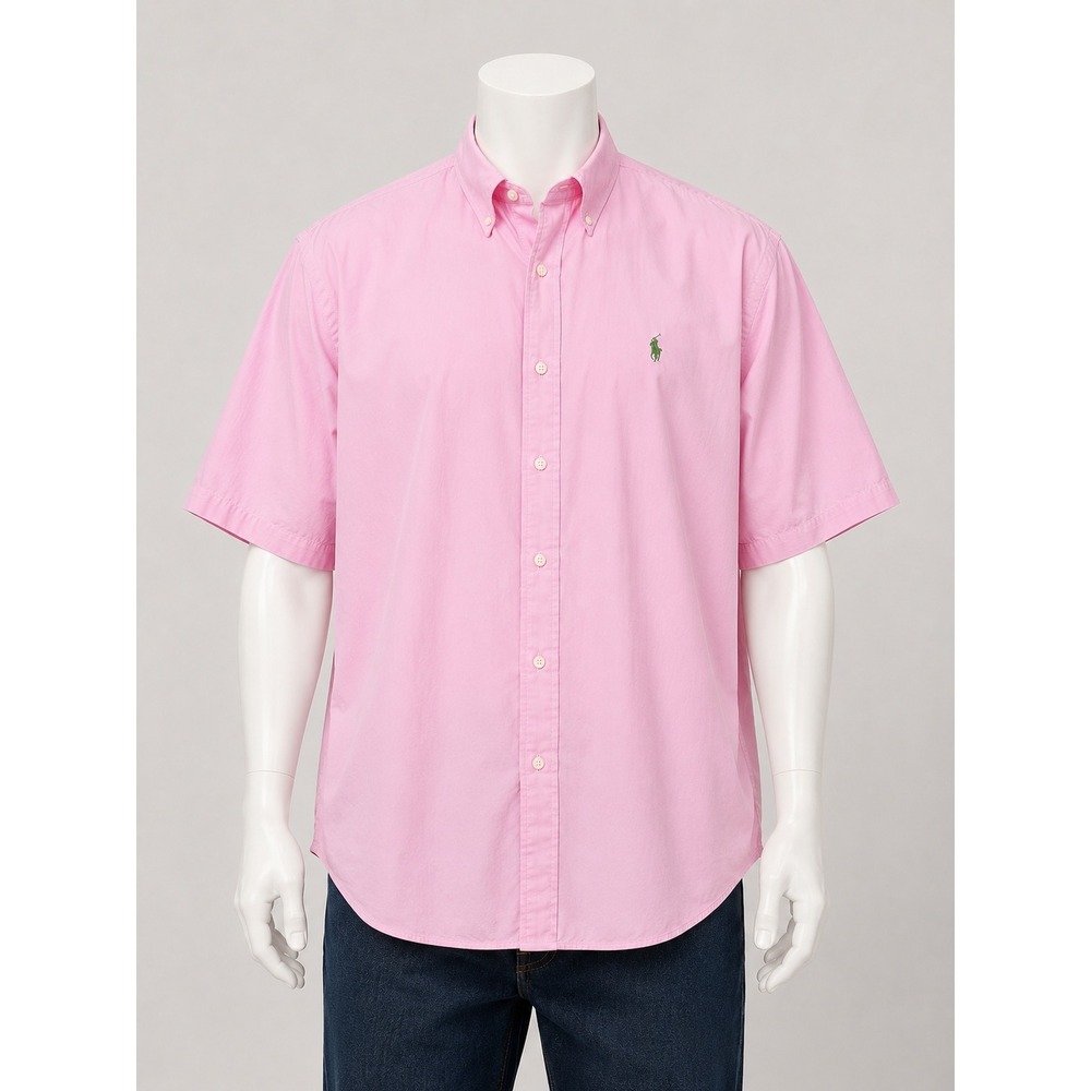 Ralph Lauren Men XLT Pink Short Sleeve Button Down Shirt Classic Fit Cotton Logo